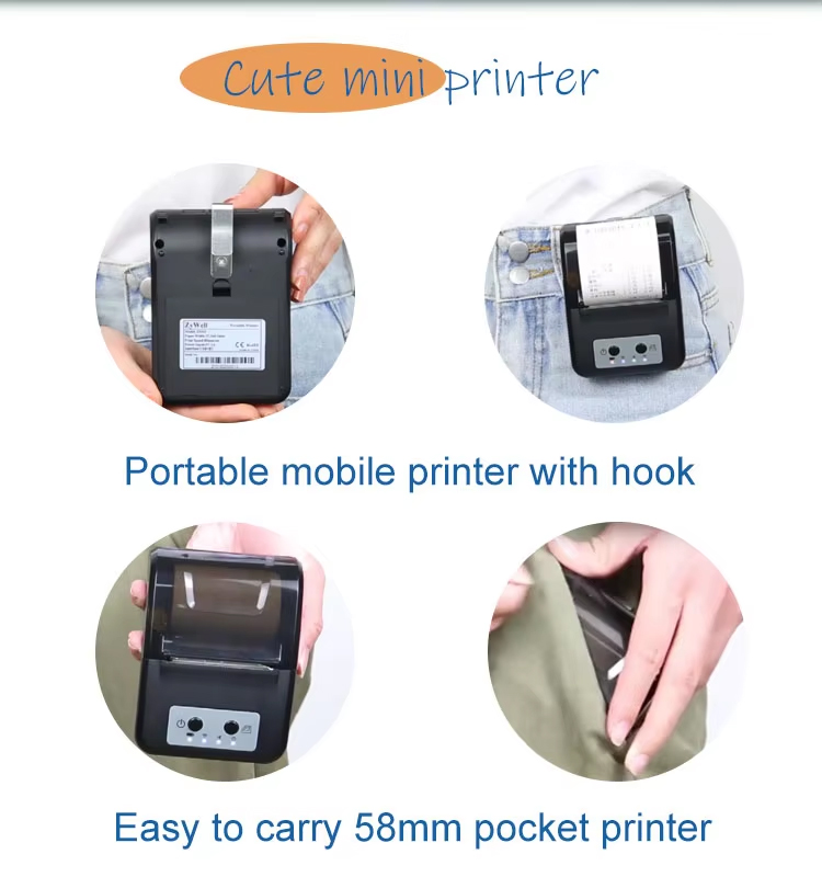 EDOO ED5803B USB BT WIFI 1800mAh Battery Portable Wireless Mobile Printer Handheld 58mm 2-inch Mini 