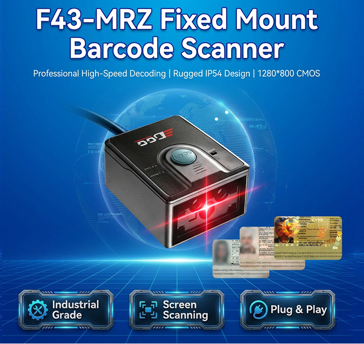 Barcode Scanner Module for Kiosk Applications with OCR and MRZ Reading